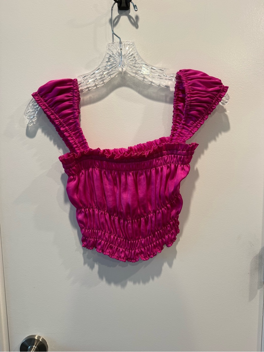 Free People Hot Pink Ruched Crop Top